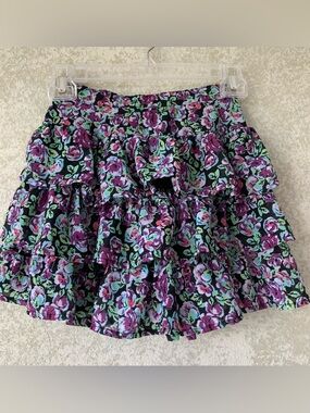 Place Girls Purple Floral Ruffled Skater Skirt Kids 7/8 Medium